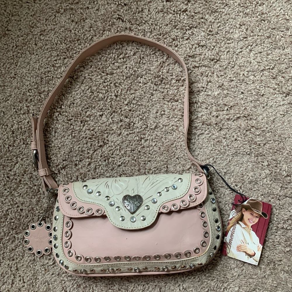American West Pink and Cream Shoulder Bag